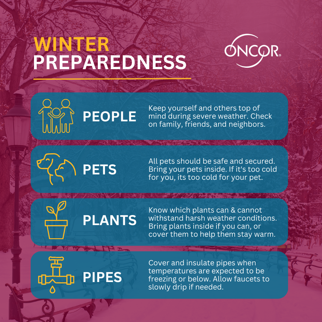 Oncor winter weather info graphic