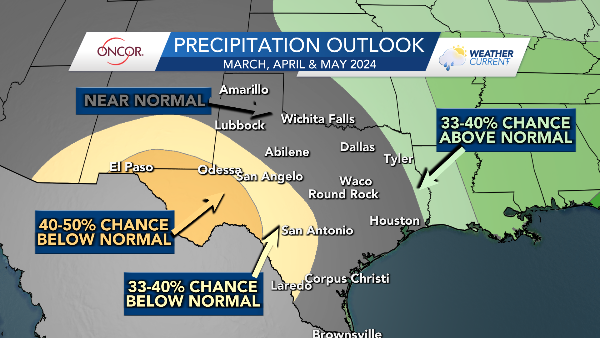 Precipitation outlook for spring weather map