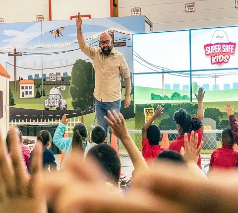 Oncor turns safety lessons about power lines into a fun experience kids won�t forget during the Super Safe Kids roadshows.