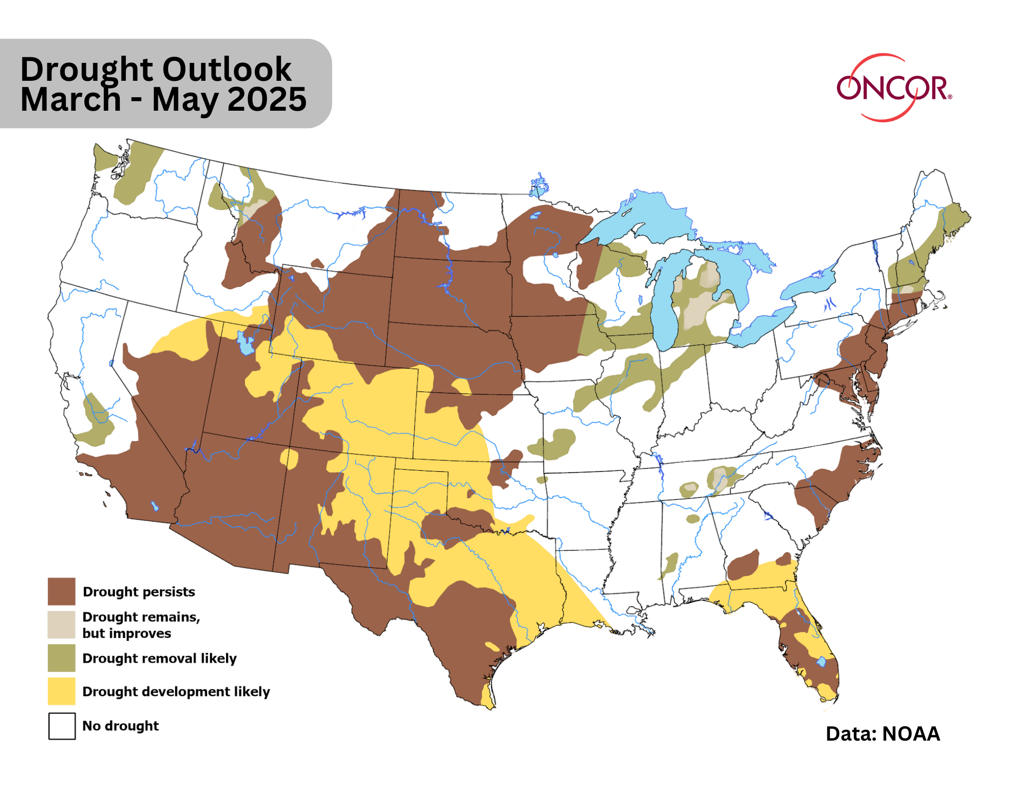 Precipitation outlook March, April, May 2025