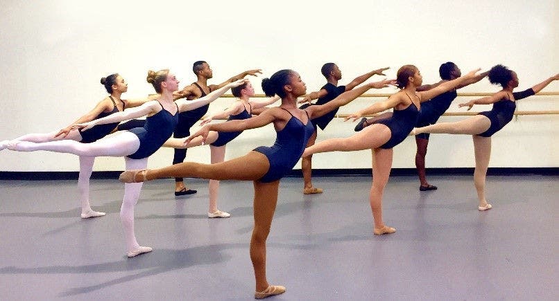 Dallas Black Dance Theatre students rehearsing 